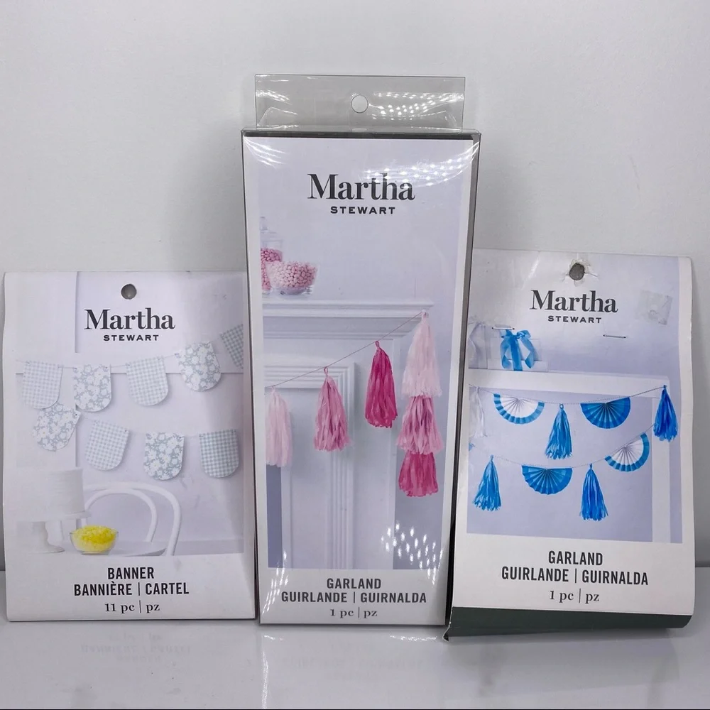 Martha Stewart Garland & Banner Decorations Lot of 3